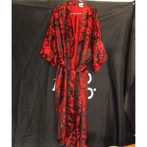 Vintage Solz Squirrel Red And Black Dragon Patterned Women's Robe